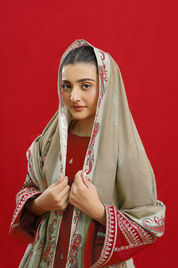 URGE — 3pc on Dhanak with Pashmina wool  shawl - Image 4