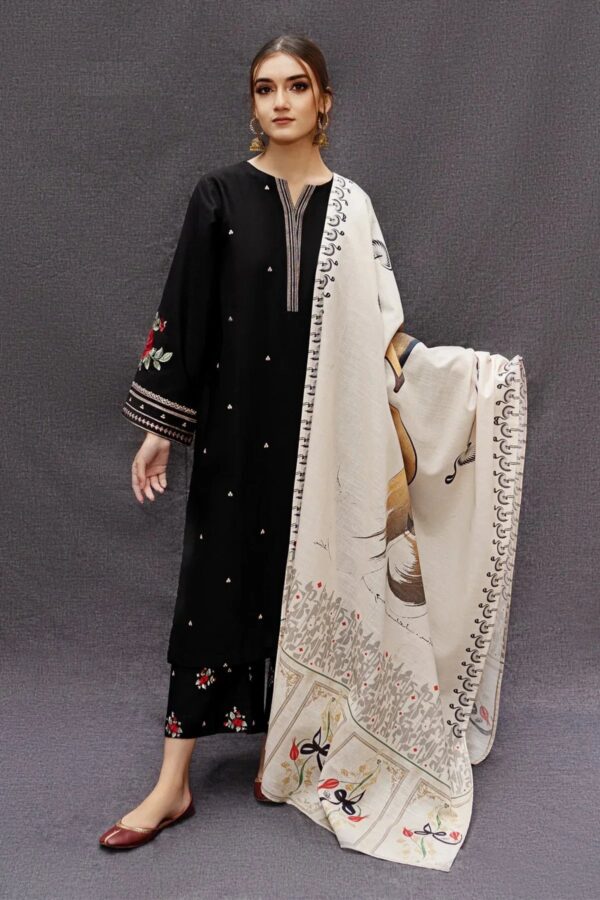 URGE — 3pc on Dhanak with Printed wool  shawl