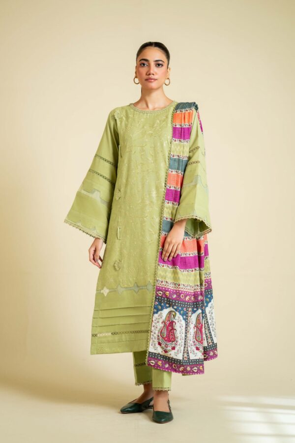 Zarashahjahan — 3pc on Dhanak with printed Pashmina wool shawl