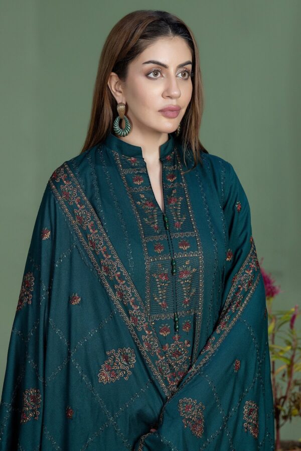 Noor e fajar — 3pc on Dhanak Emb with Dhanak emb shawl - Image 4