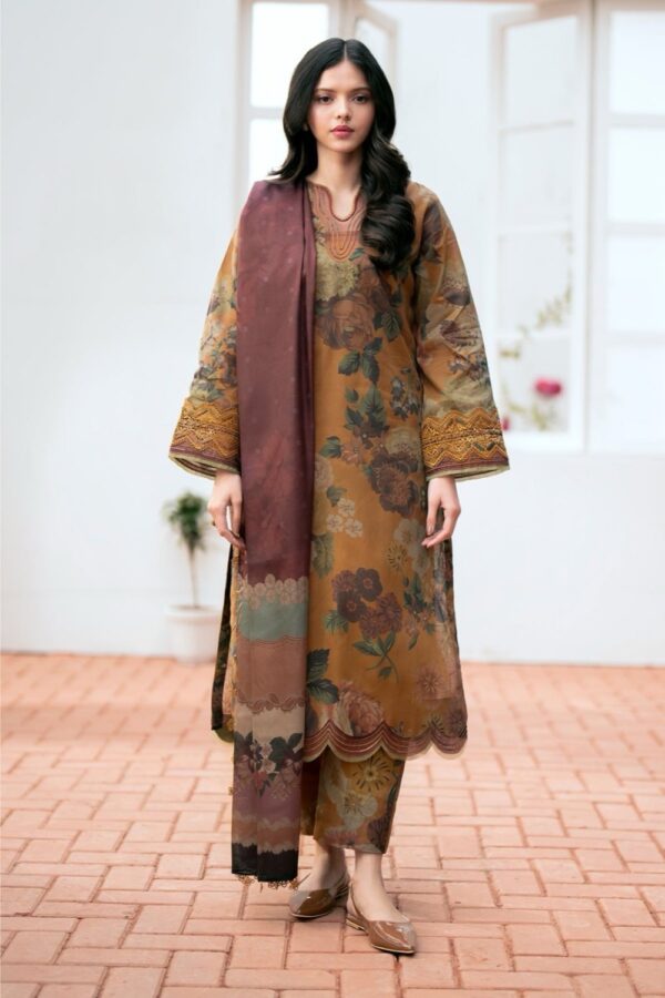 Baroque — 3pc on Fine Quality soft Digital Printed Karandi  with Soft Karandi Shawl