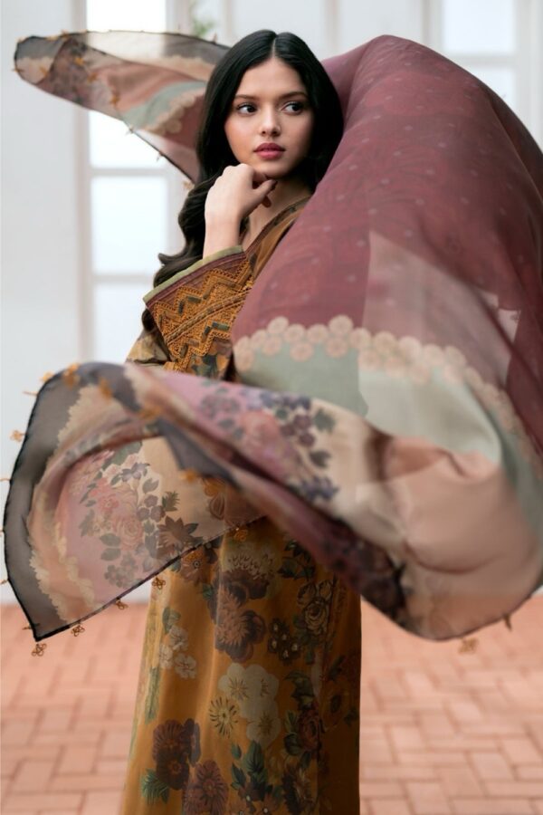 Baroque — 3pc on Fine Quality soft Digital Printed Karandi  with Soft Karandi Shawl - Image 4